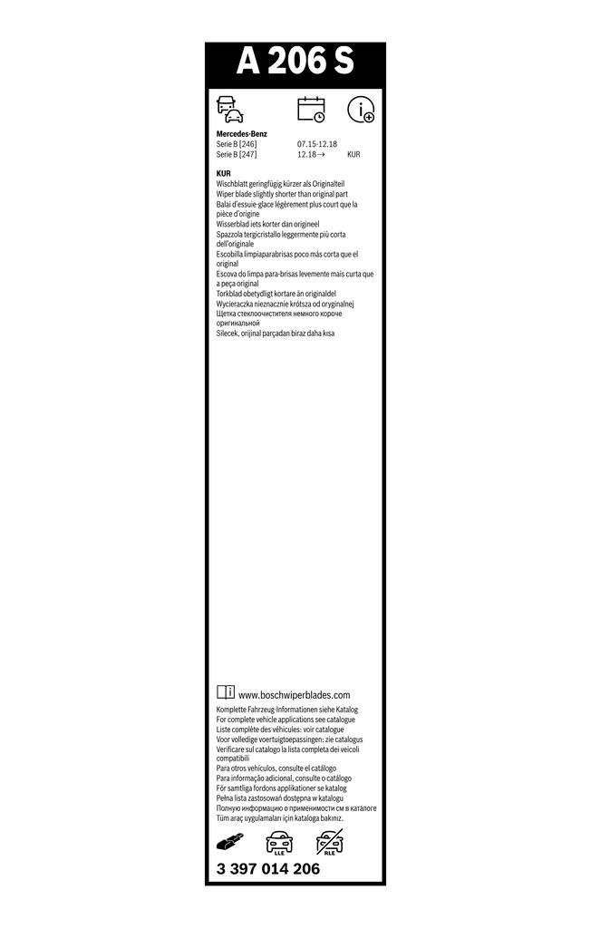 Bosch Ruitenwisserblad 3 397 014 206