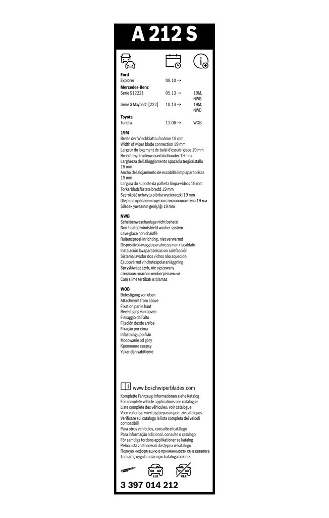 Bosch Ruitenwisserblad 3 397 014 212
