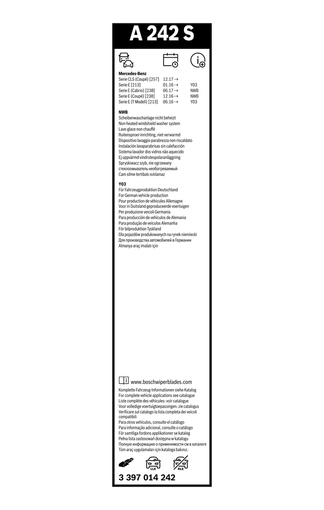 Bosch Ruitenwisserblad 3 397 014 242