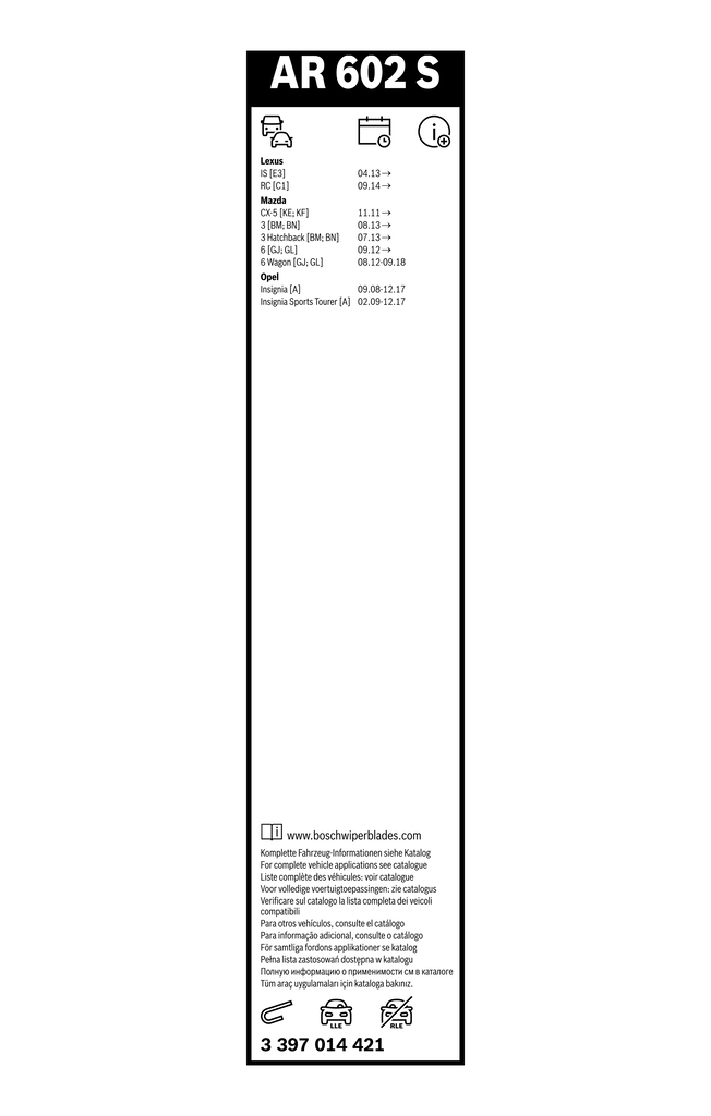 Bosch Ruitenwisserblad 3 397 014 421