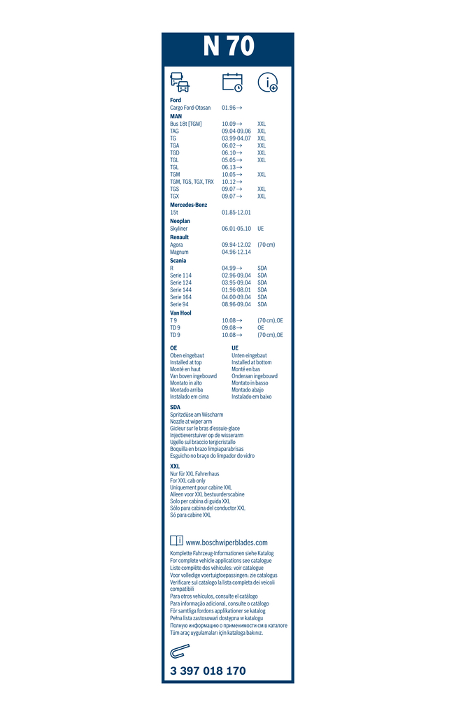 Bosch Ruitenwisserblad 3 397 018 170