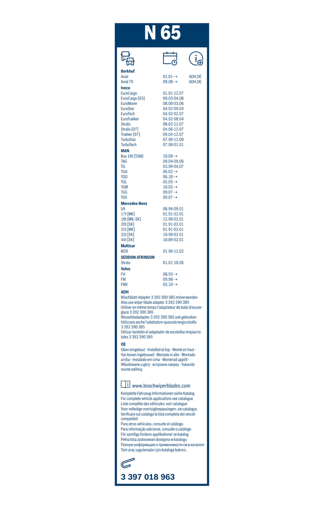 Bosch Ruitenwisserblad 3 397 018 963
