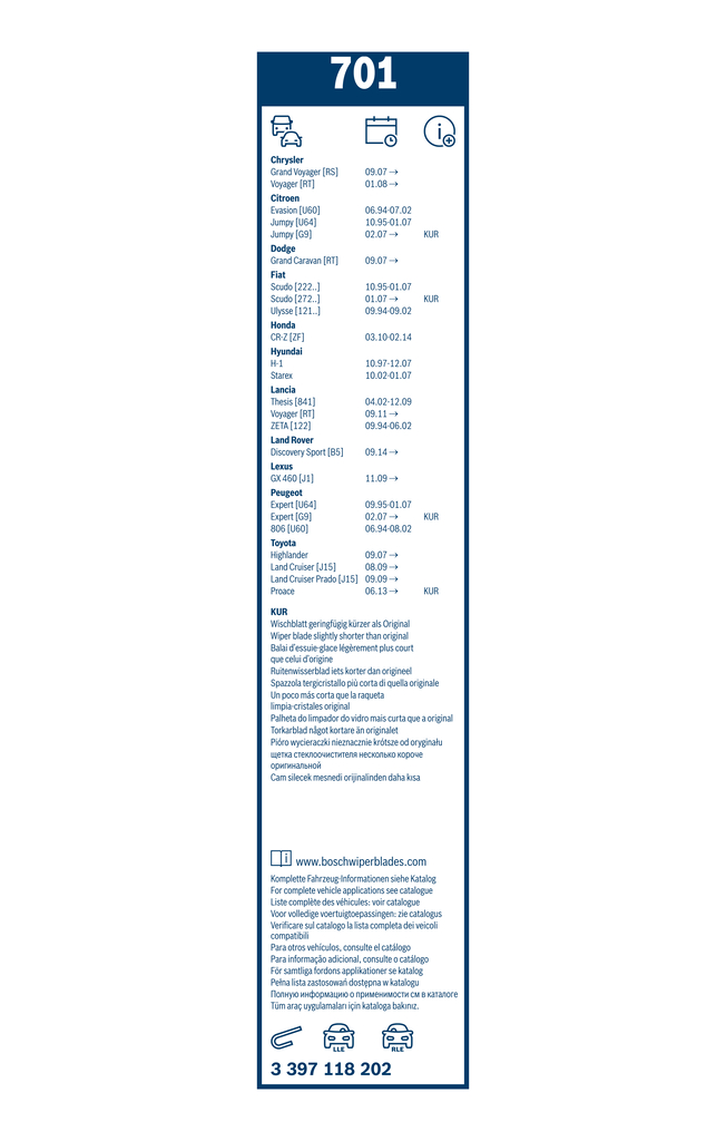 Bosch Ruitenwisserblad 3 397 118 202