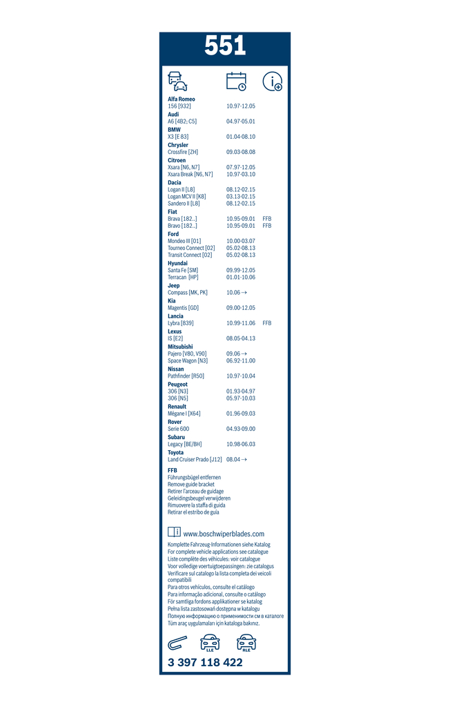 Bosch Ruitenwisserblad 3 397 118 422