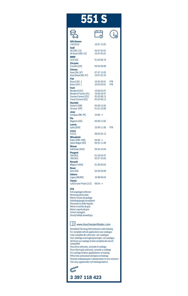 Bosch Ruitenwisserblad 3 397 118 423