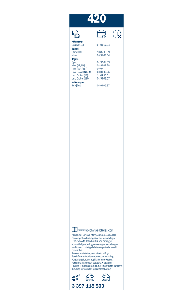 Bosch Ruitenwisserblad 3 397 118 500