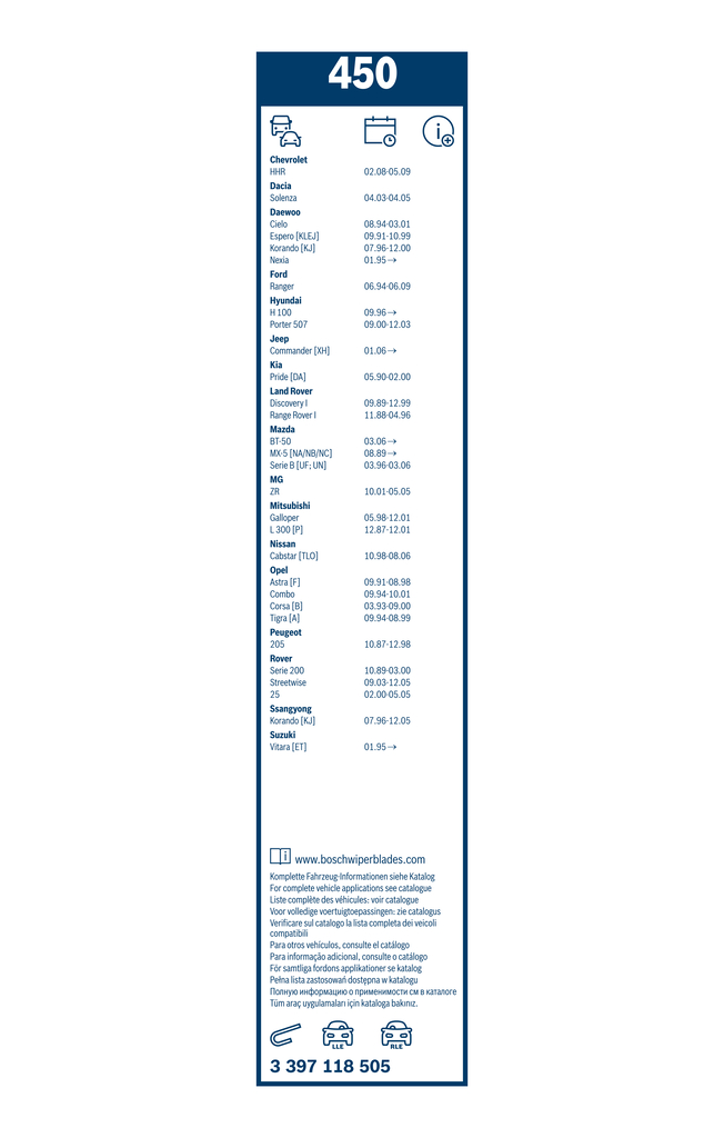 Bosch Ruitenwisserblad 3 397 118 505