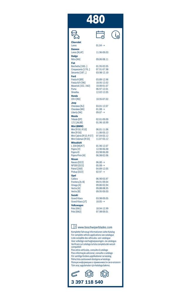 Bosch Ruitenwisserblad 3 397 118 540