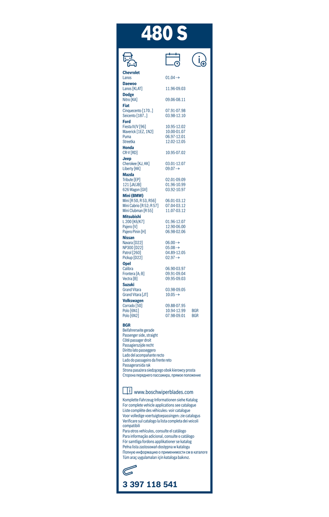 Bosch Ruitenwisserblad 3 397 118 541