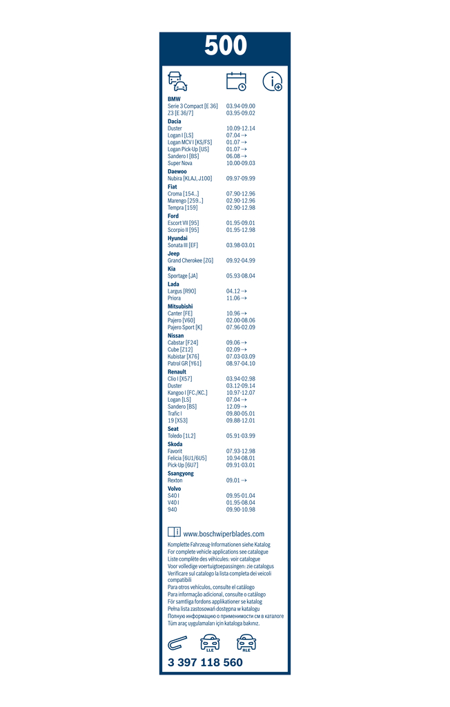 Bosch Ruitenwisserblad 3 397 118 560