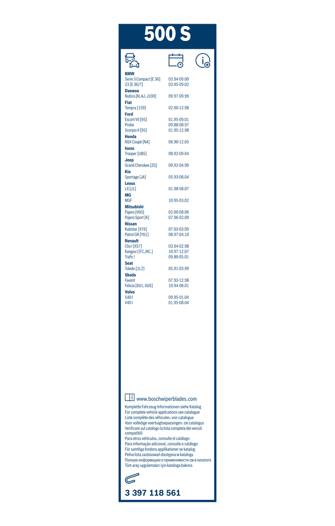 Bosch Ruitenwisserblad 3 397 118 561