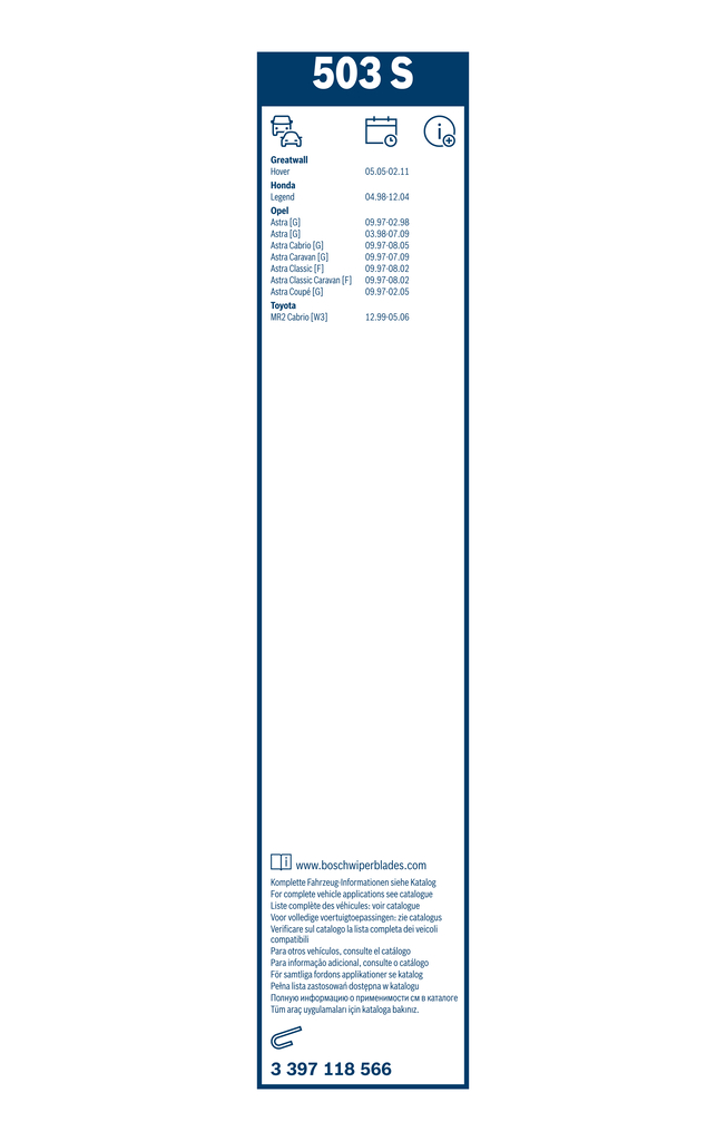 Bosch Ruitenwisserblad 3 397 118 566