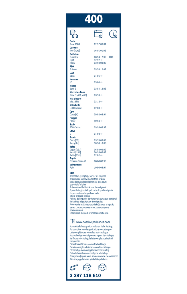 Bosch Ruitenwisserblad 3 397 118 610