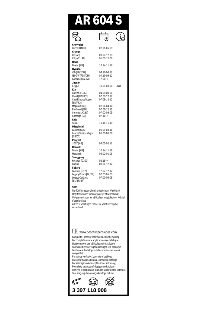 Bosch Ruitenwisserblad 3 397 118 908