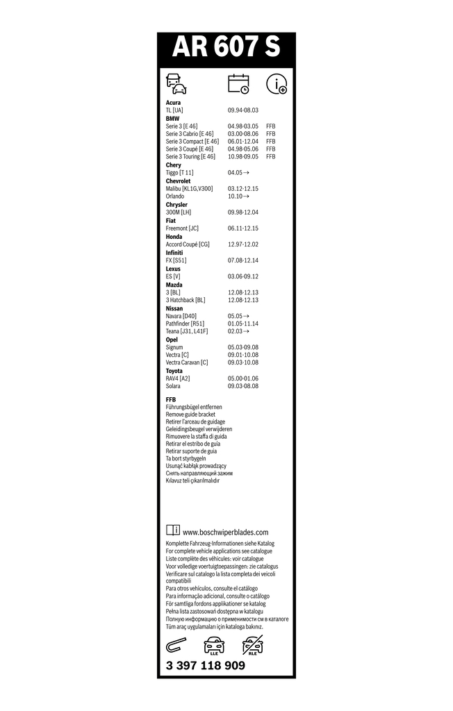 Bosch Ruitenwisserblad 3 397 118 909