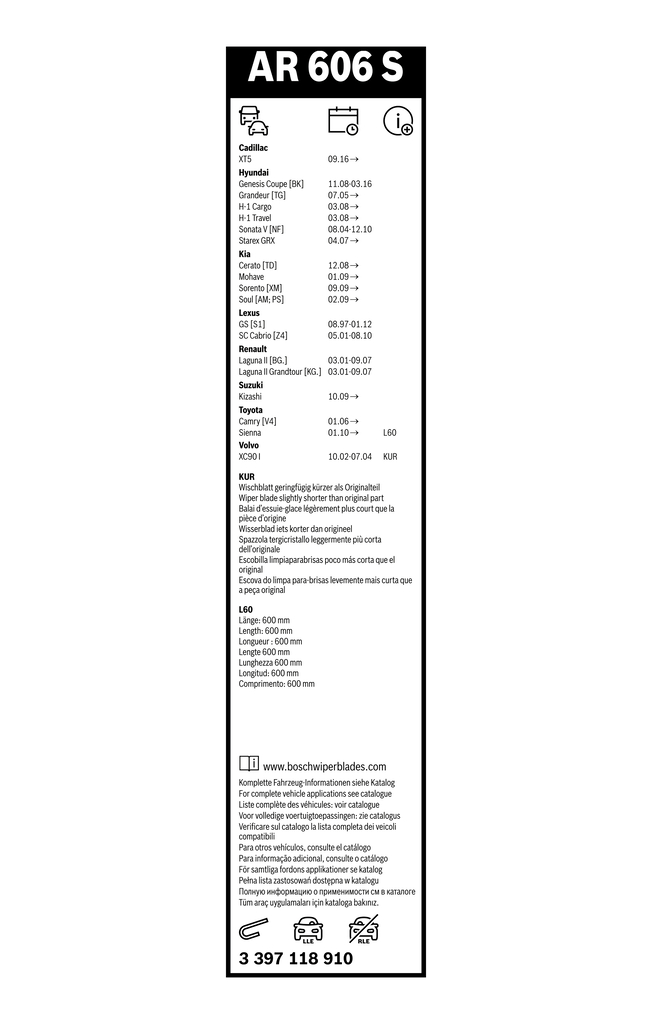 Bosch Ruitenwisserblad 3 397 118 910