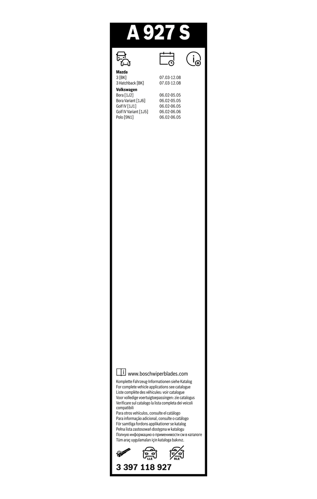 Bosch Ruitenwisserblad 3 397 118 927