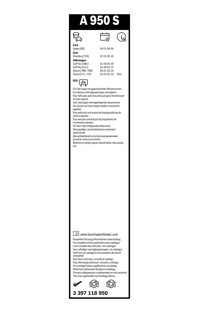 Bosch Ruitenwisserblad 3 397 118 950