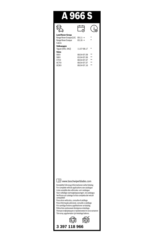 Bosch Ruitenwisserblad 3 397 118 966