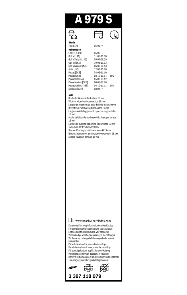 Bosch Ruitenwisserblad 3 397 118 979