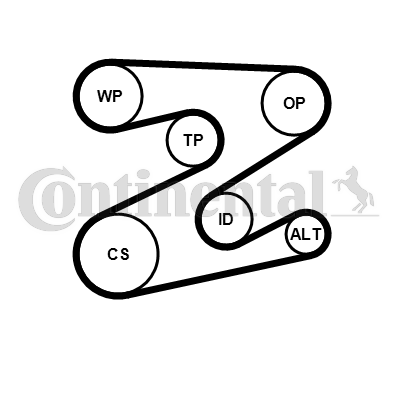 Contitech Poly V-riemen kit 5PK2030K1
