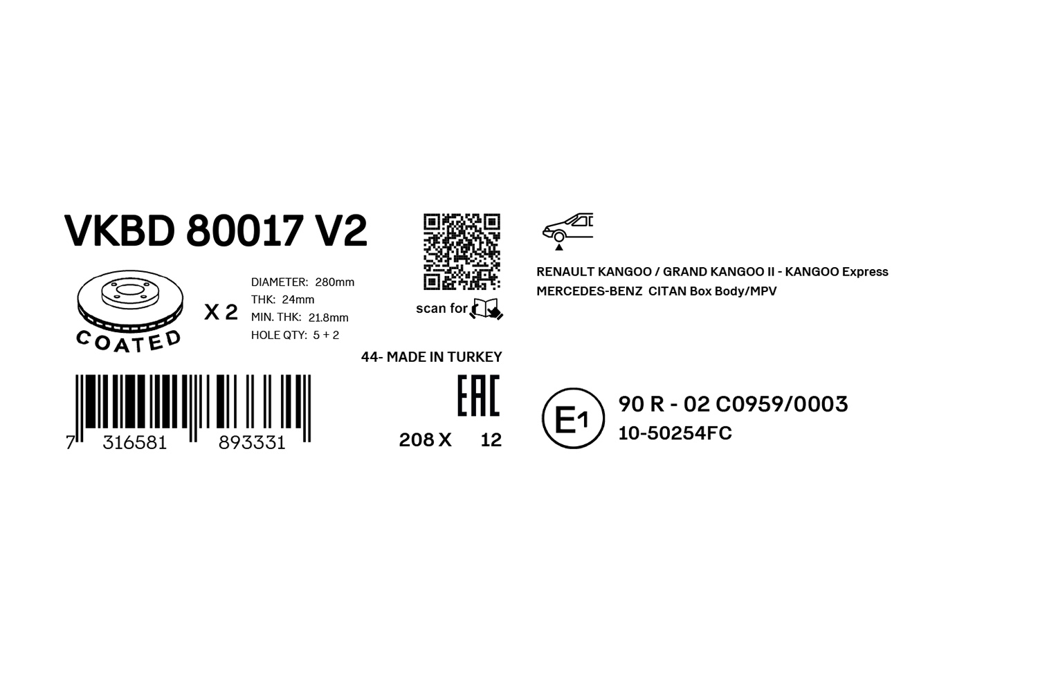 SKF Remschijf VKBD 80017 V2