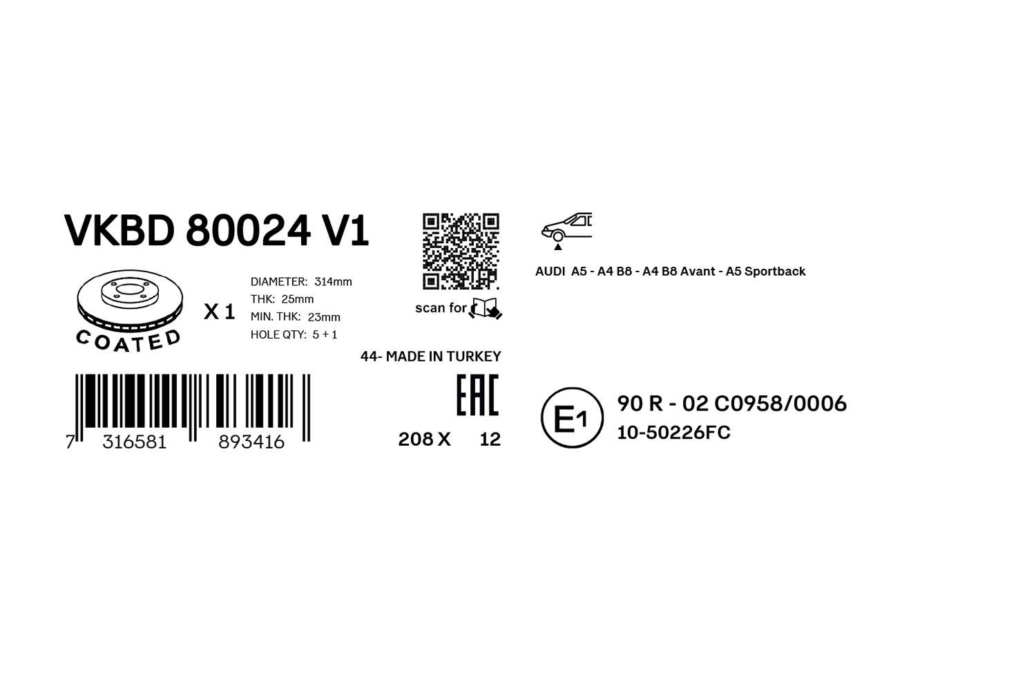 SKF Remschijf VKBD 80024 V1