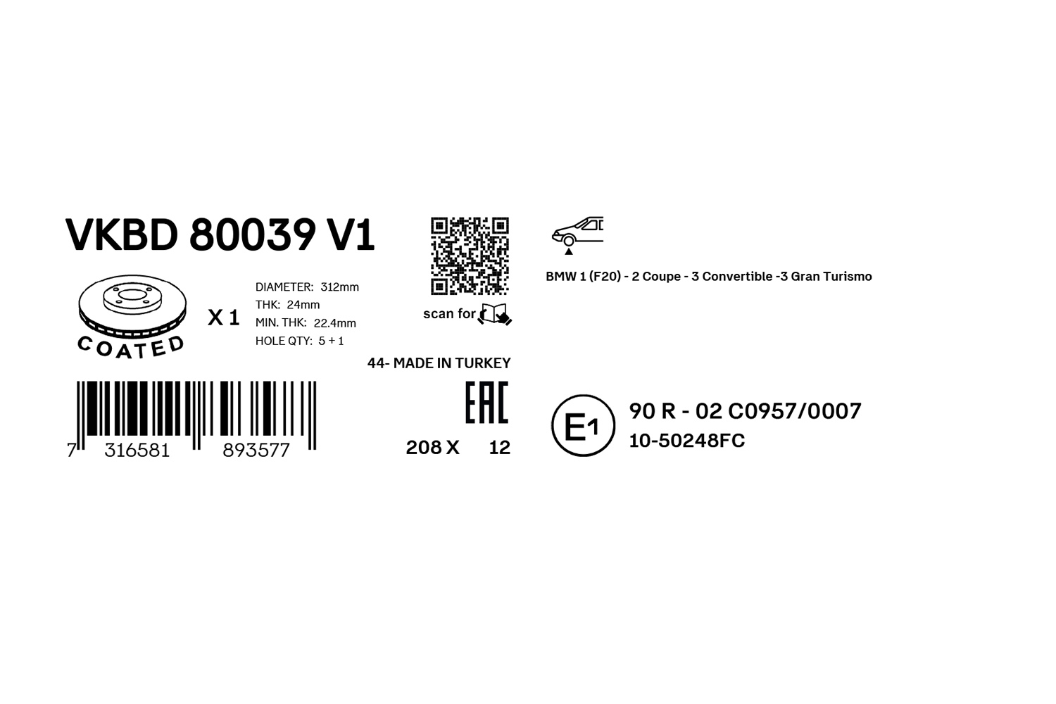 SKF Remschijf VKBD 80039 V1