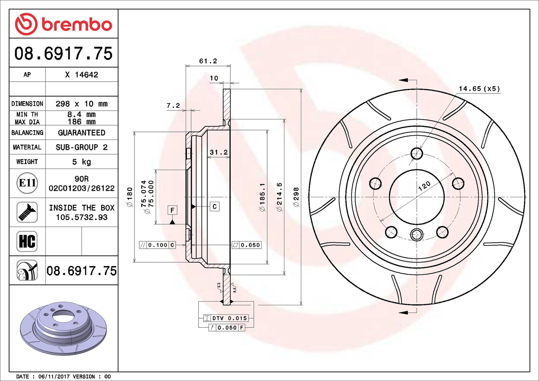 Brembo Remschijven 08.6917.75