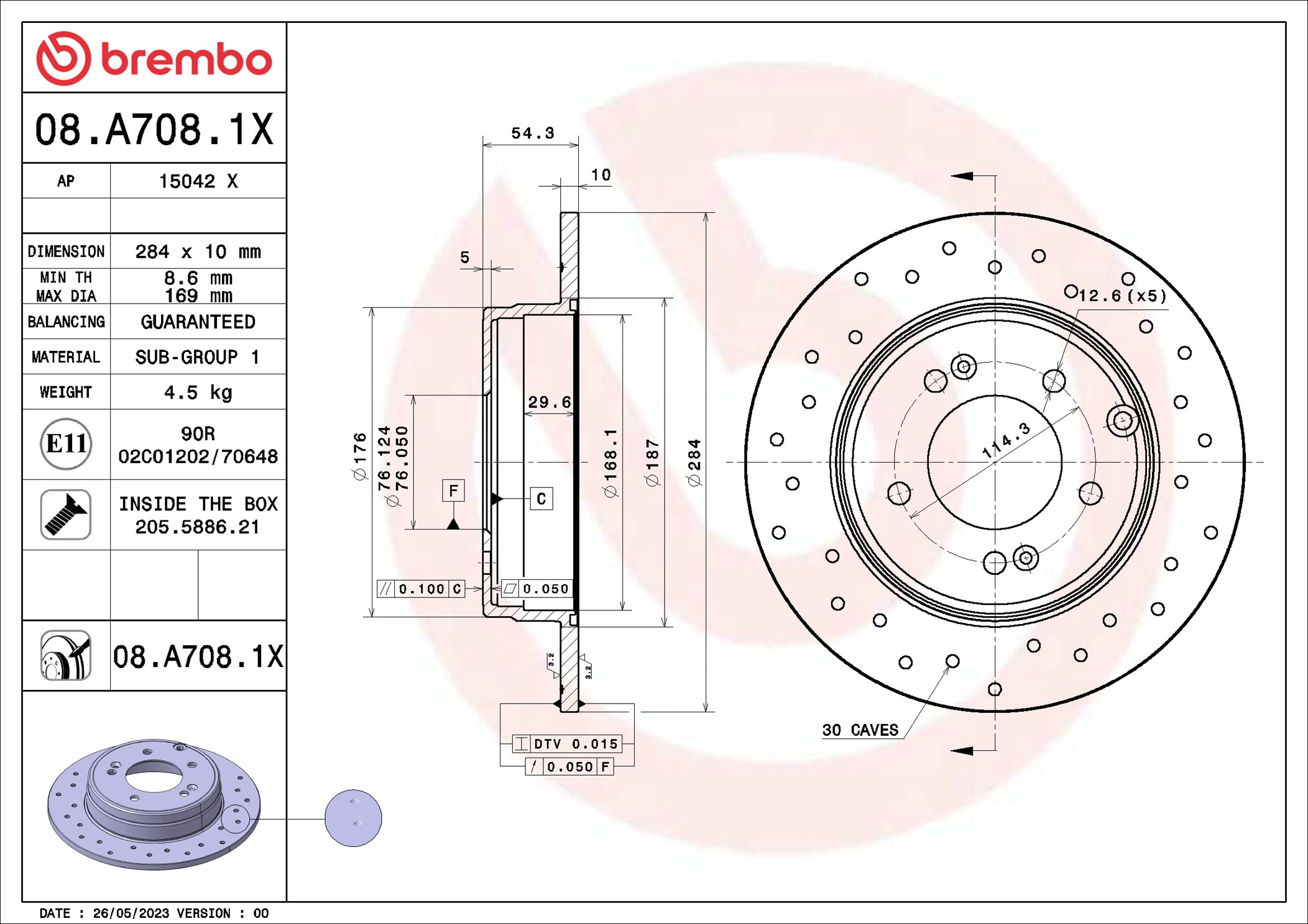Brembo Remschijven 08.A708.1X