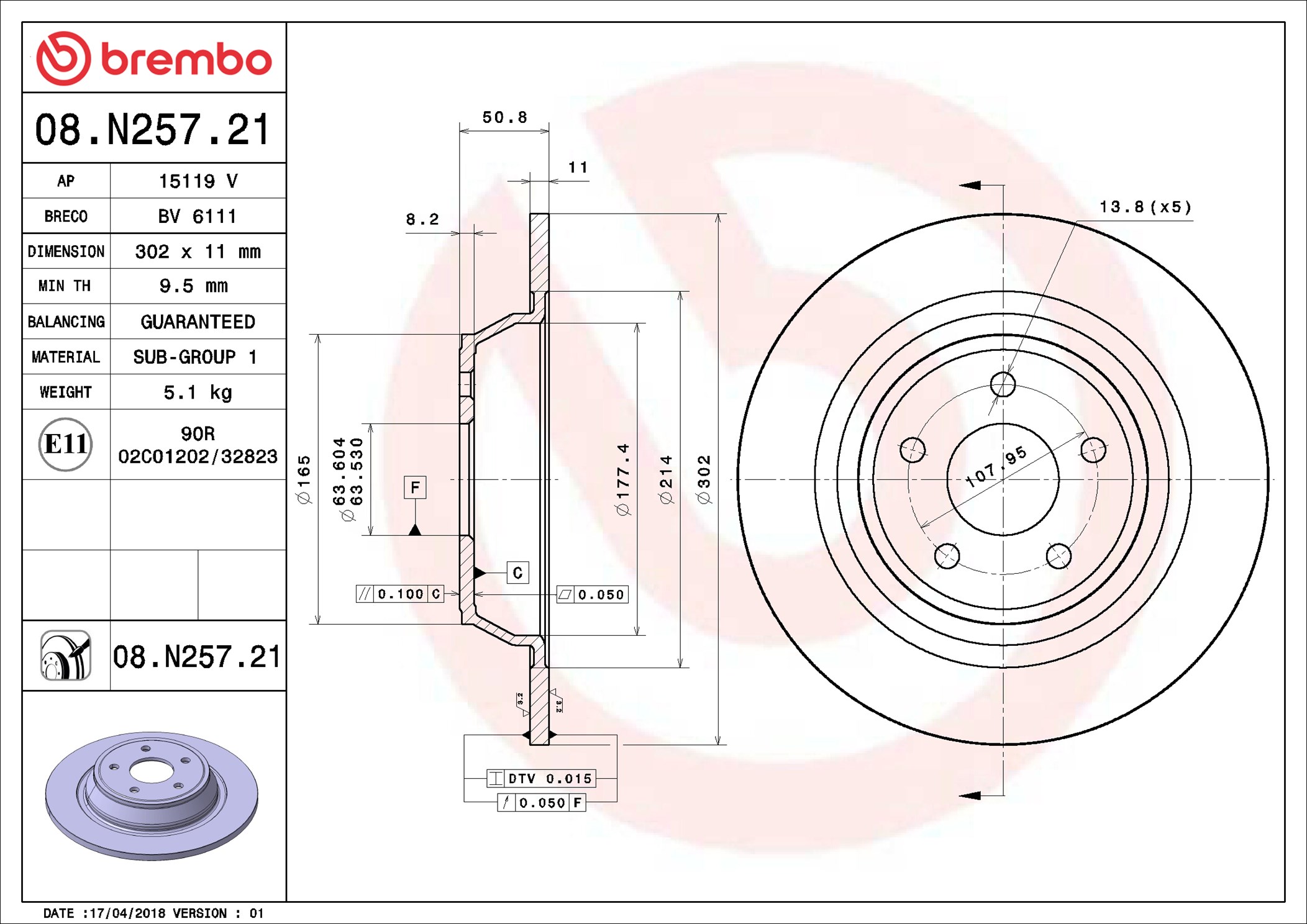 Brembo Remschijven 08.N257.21