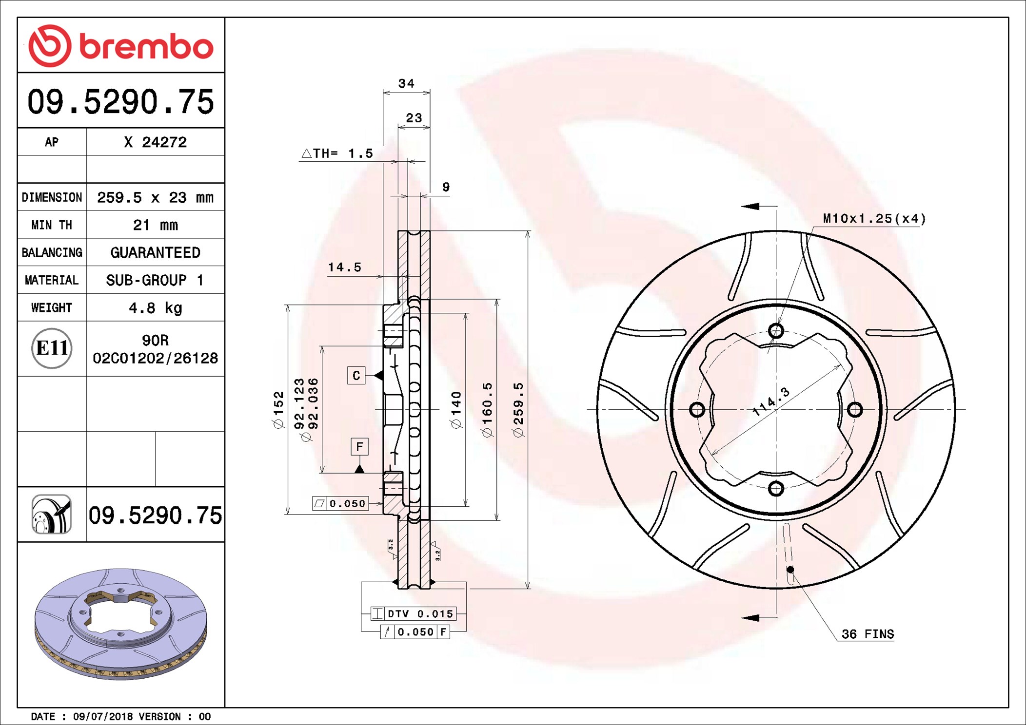 Brembo Remschijven 09.5290.75