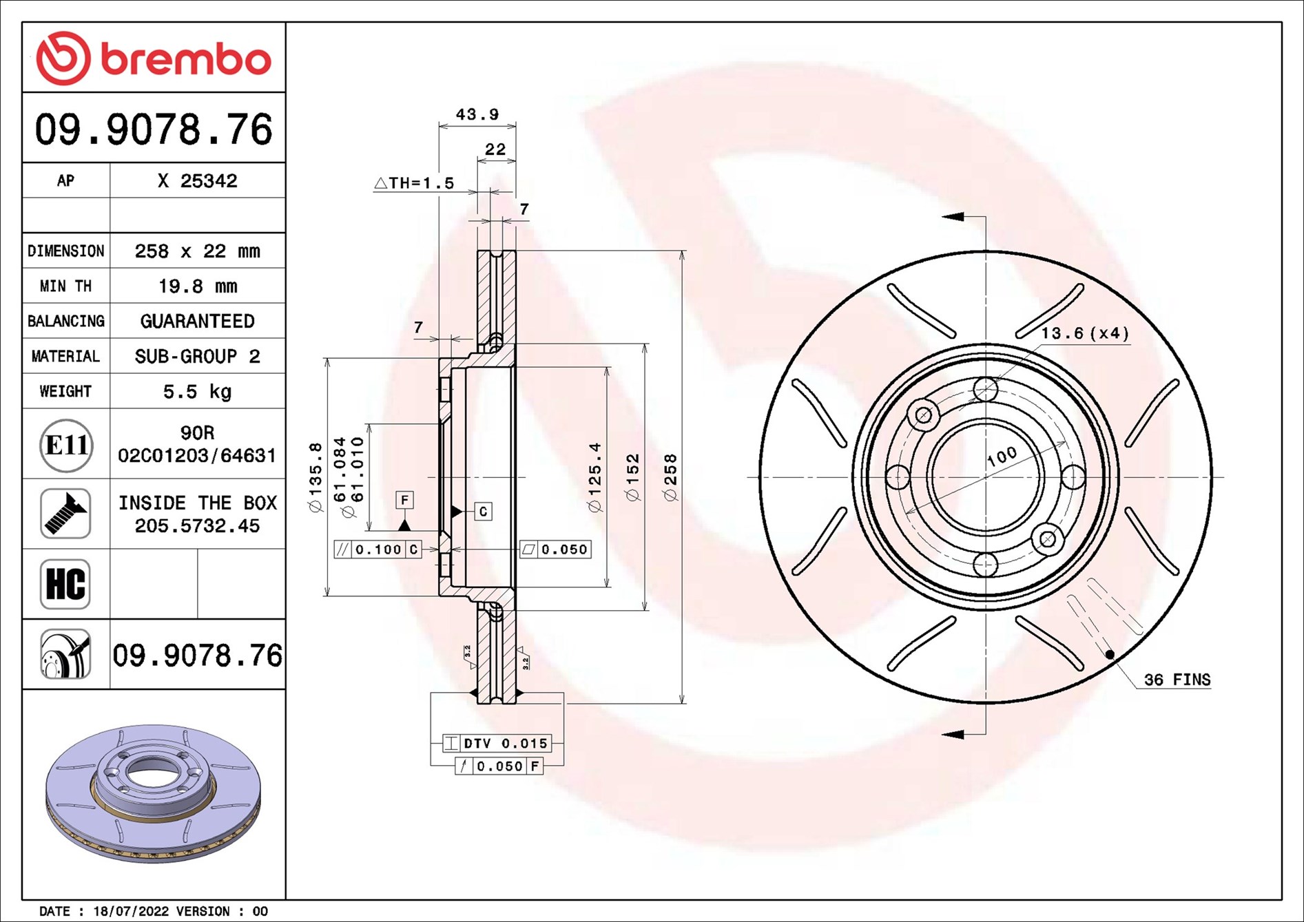 Brembo Remschijven 09.9078.76