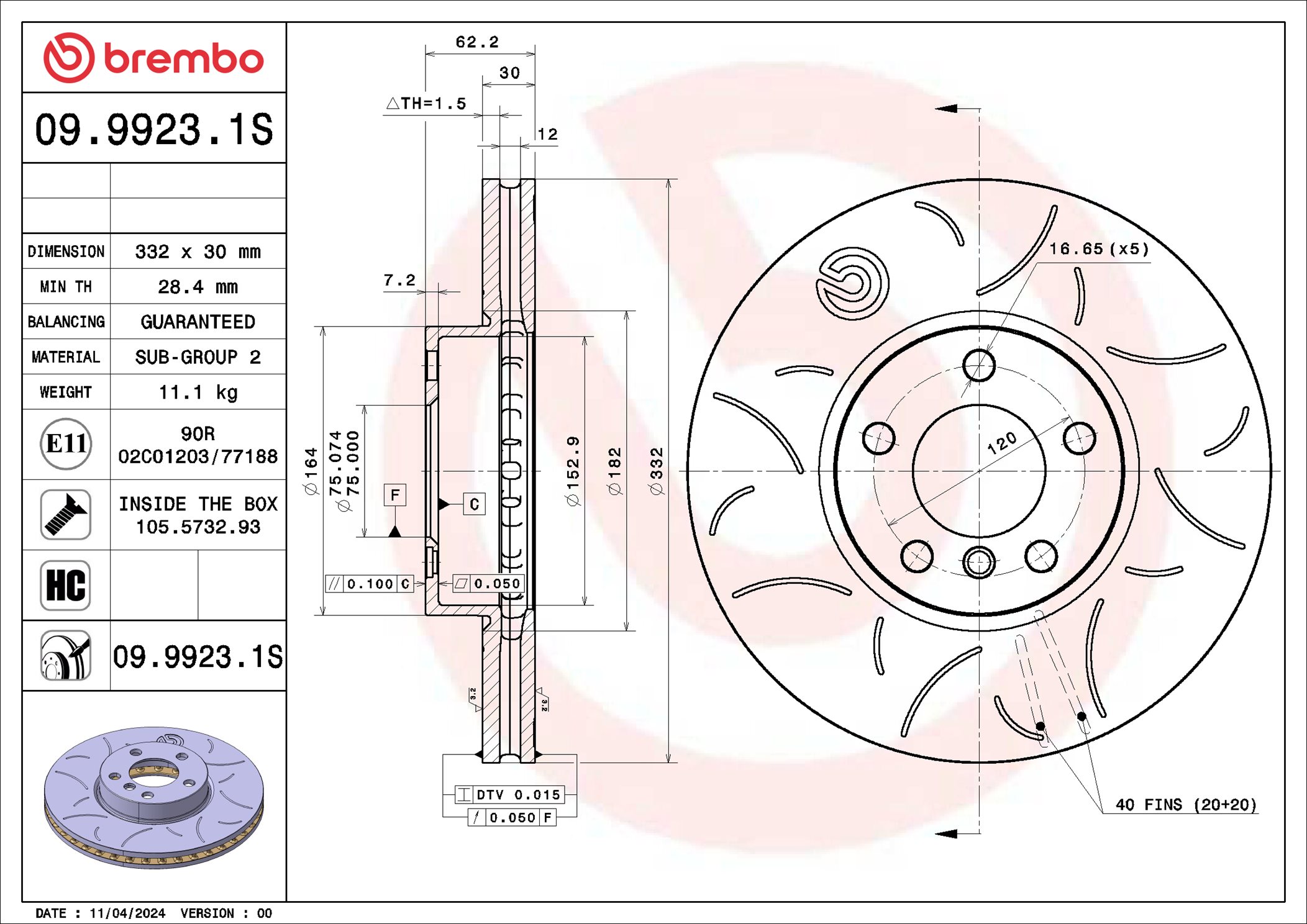 Brembo Remschijf 09.9923.1S