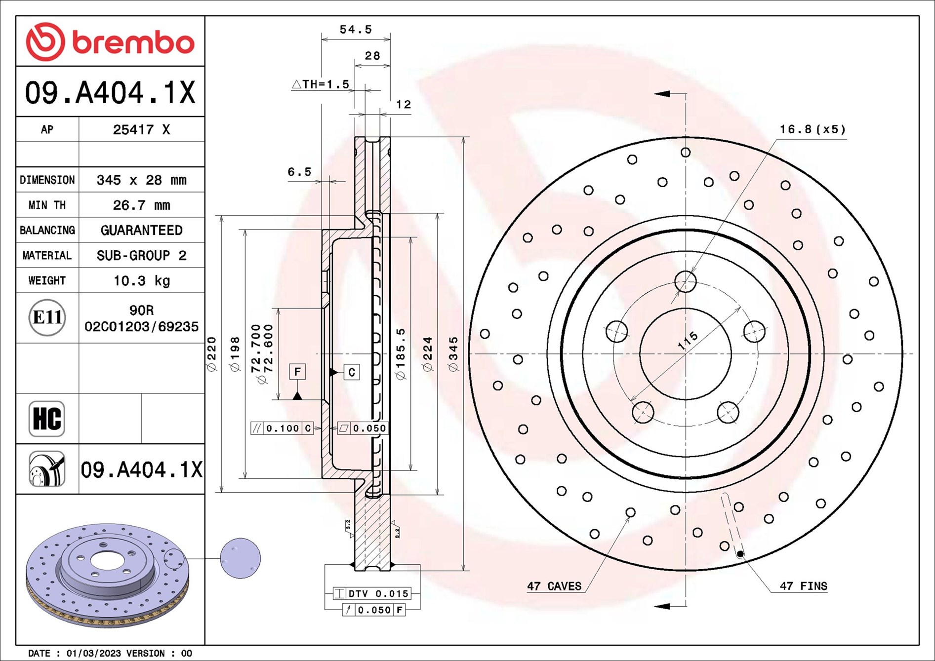 Brembo Remschijven 09.A404.1X