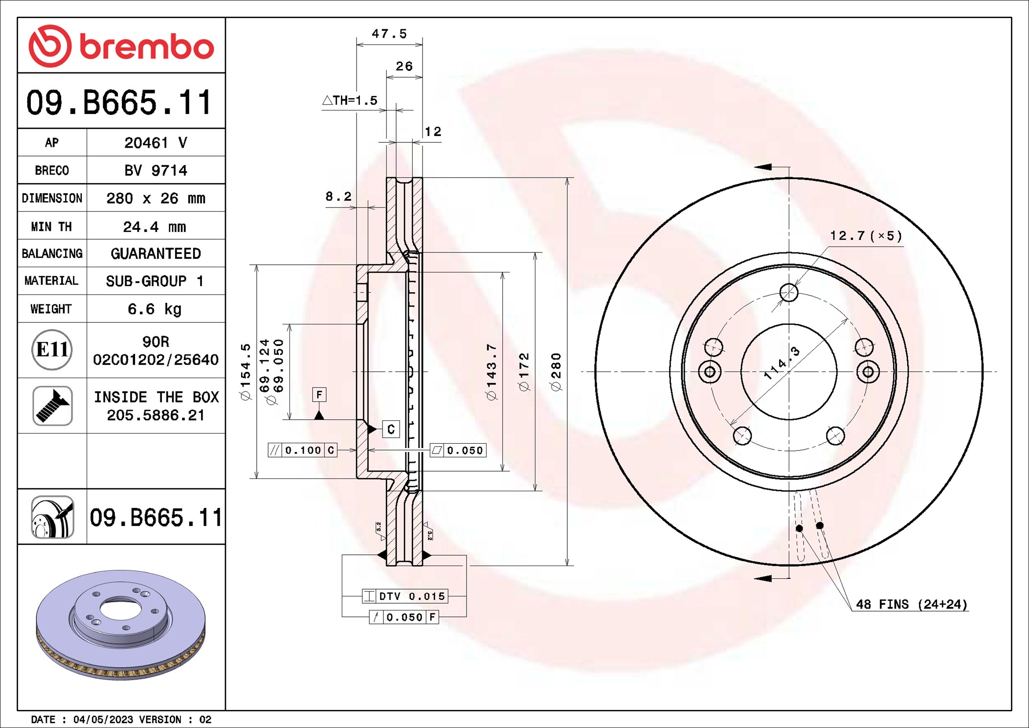 Brembo Remschijf 09.B665.11