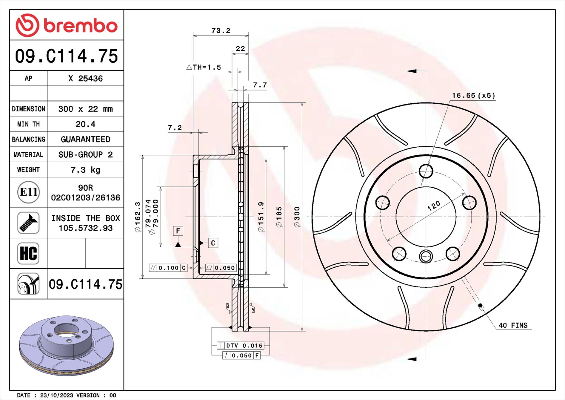 Brembo Remschijf 09.C114.75