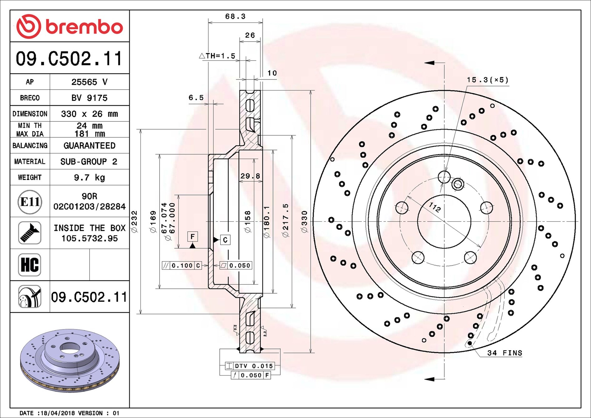 Brembo Remschijven 09.C502.11