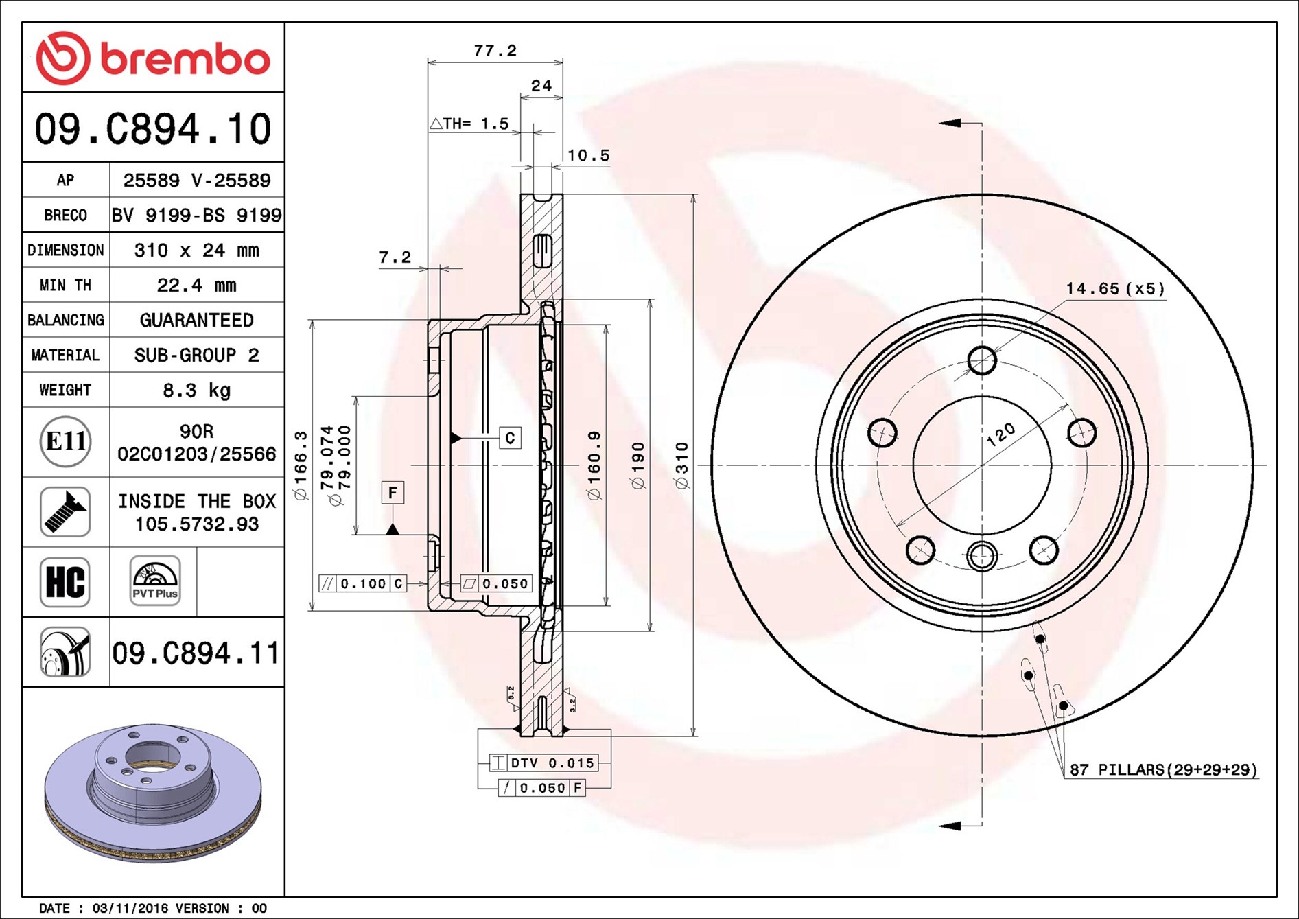 Brembo Remschijven 09.C894.11