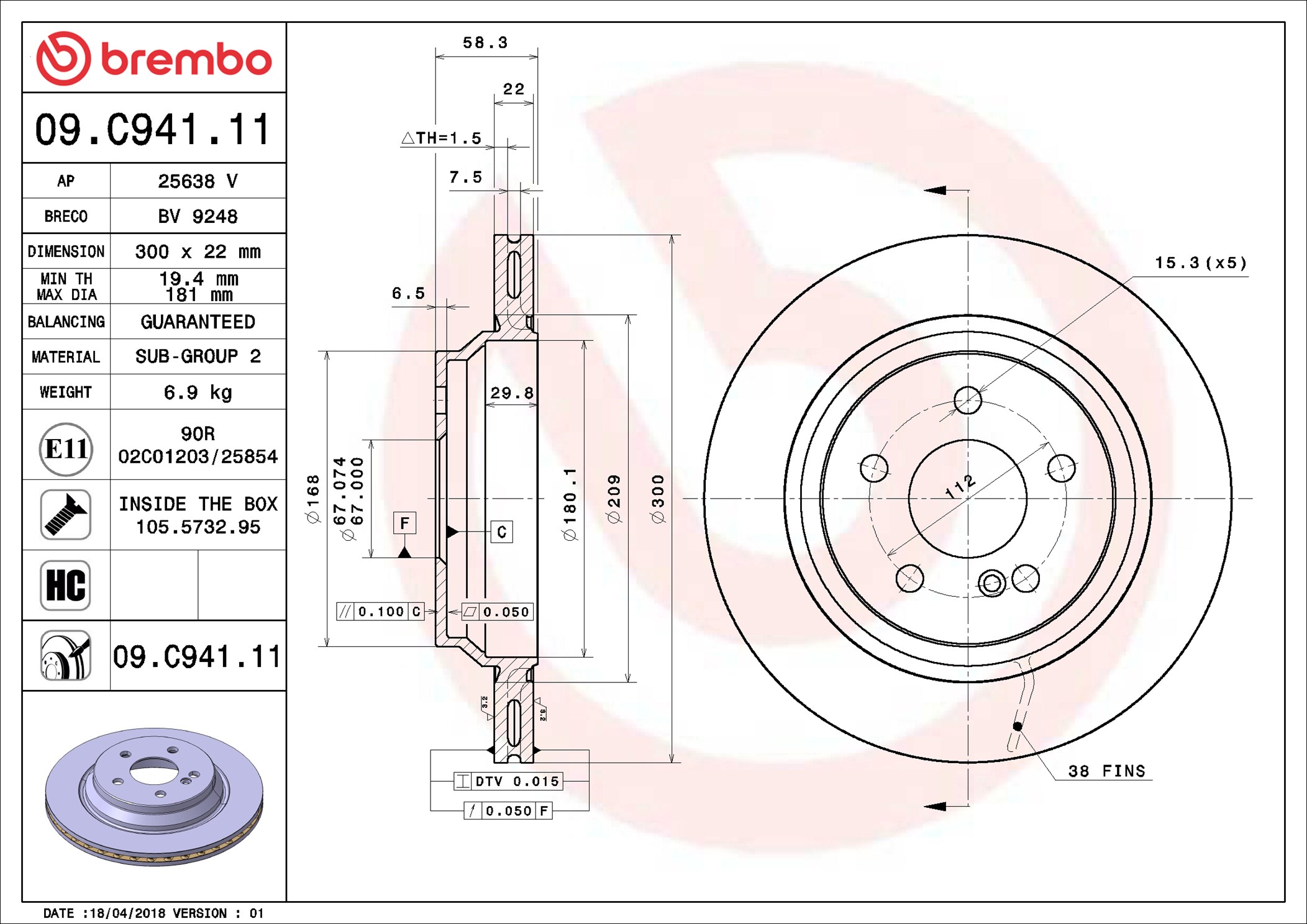 Brembo Remschijven 09.C941.11