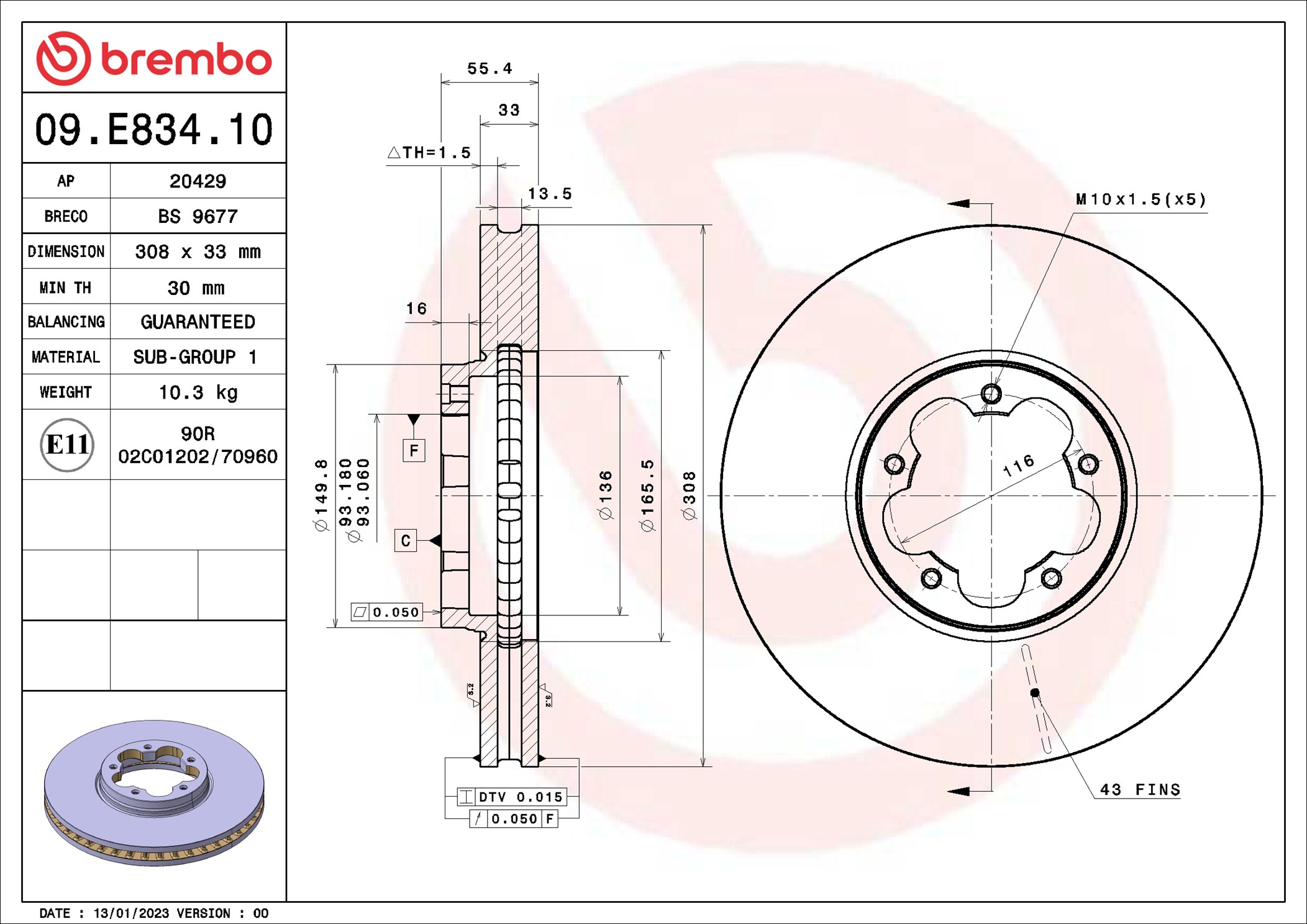 Brembo Remschijven 09.E834.10