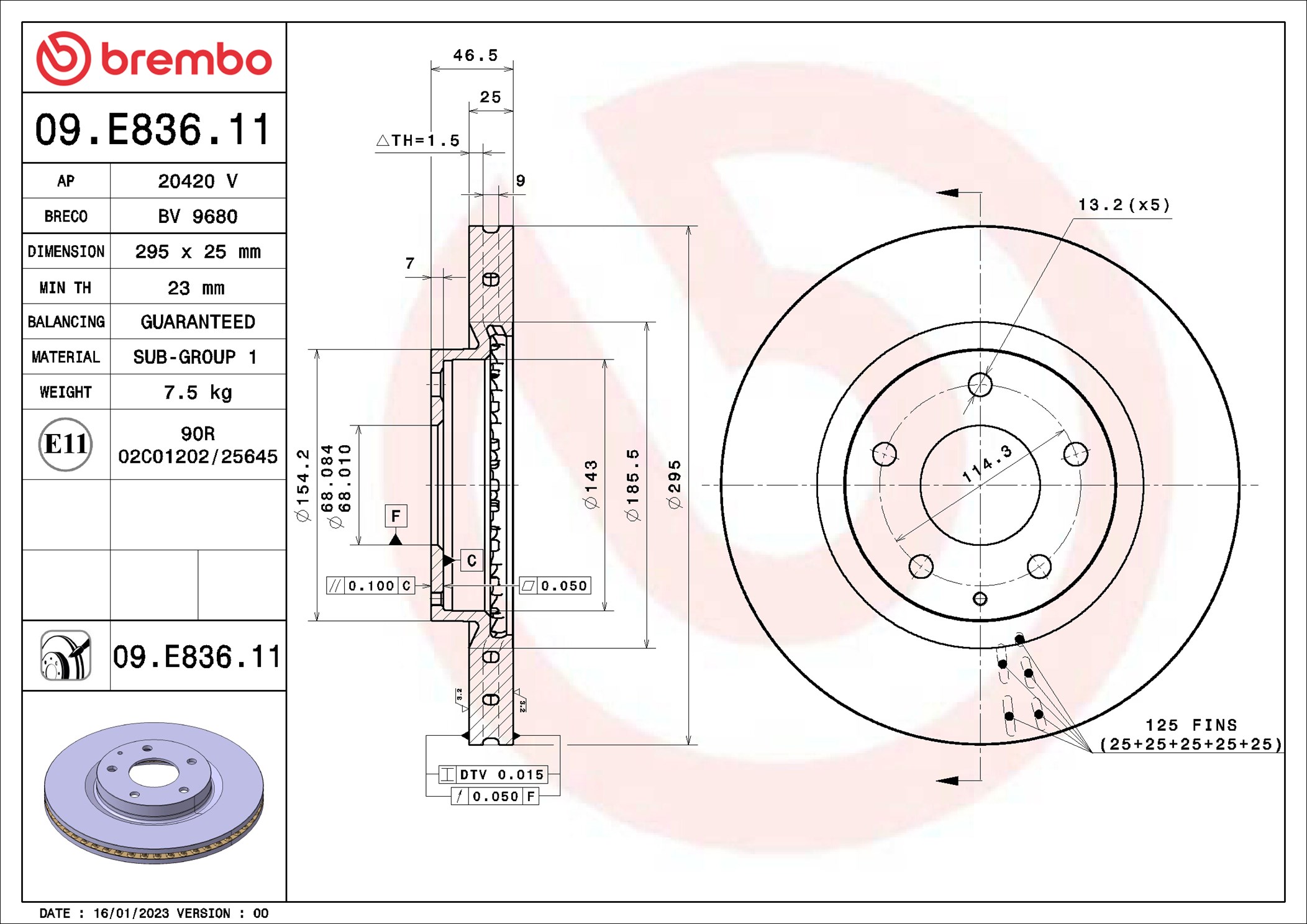 Brembo Remschijven 09.E836.11