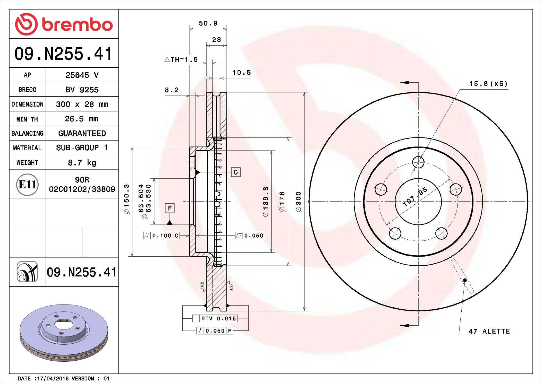 Brembo Remschijven 09.N255.41