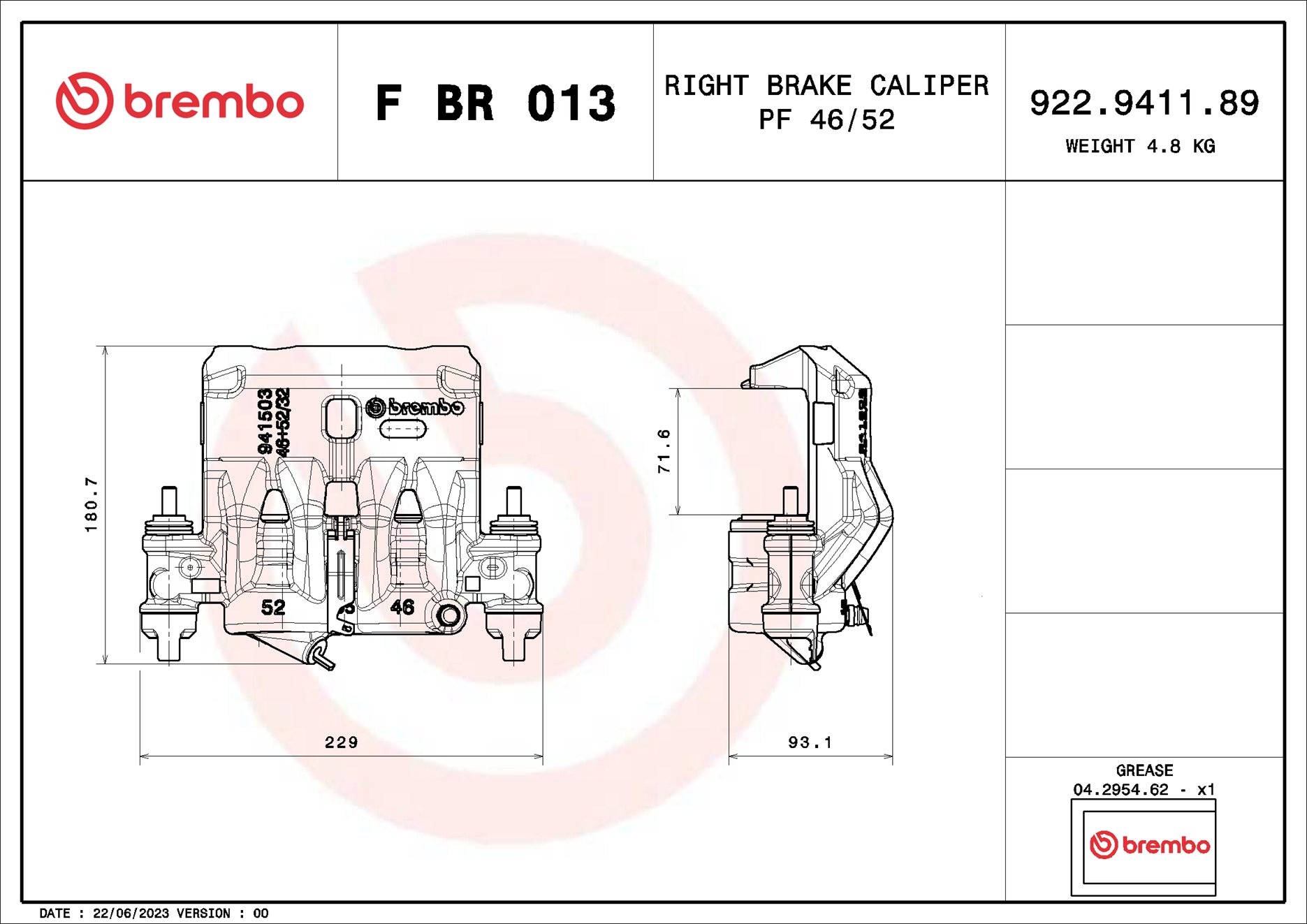 Brembo Remzadel/remklauw F BR 013