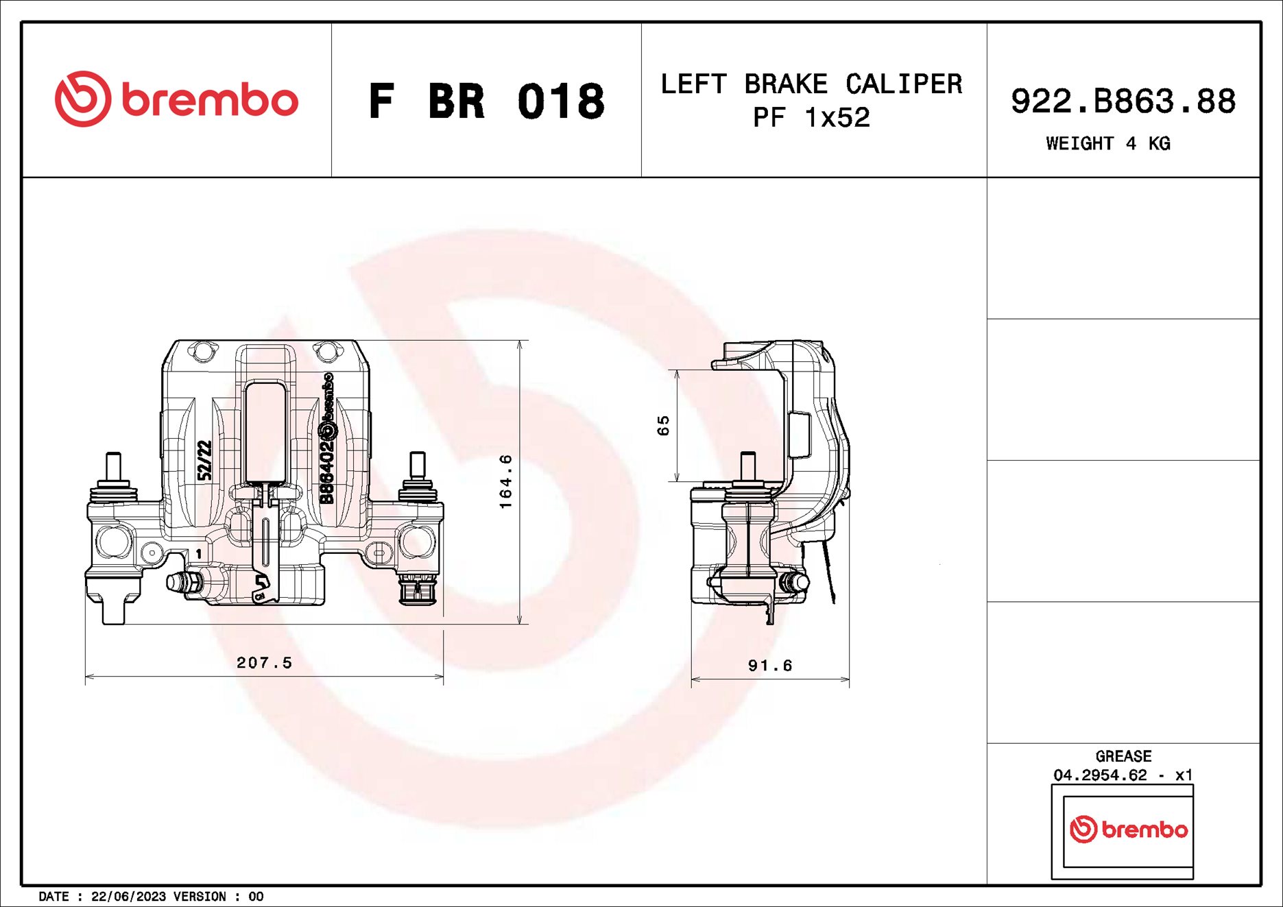 Brembo Remzadel/remklauw F BR 018