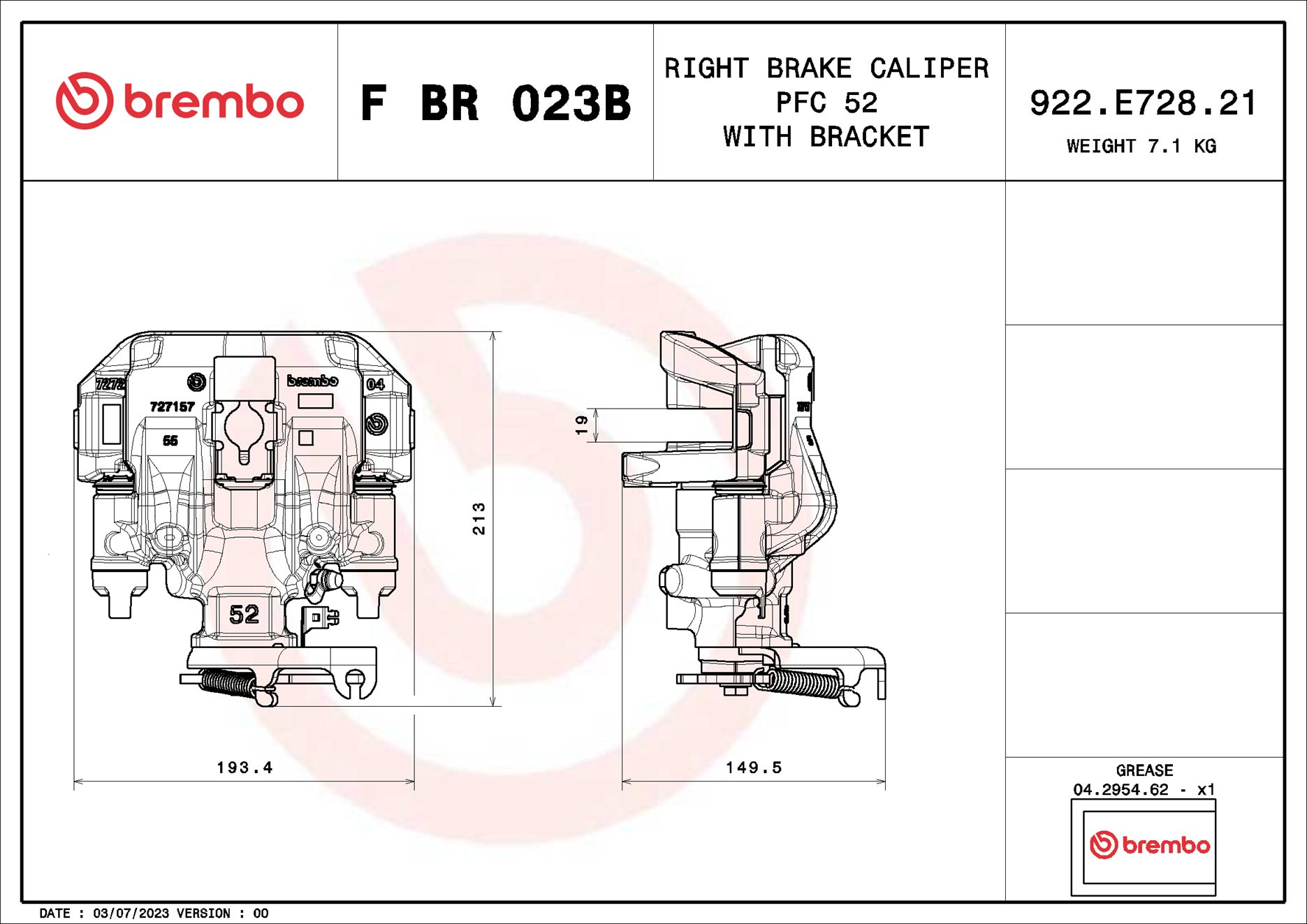 Brembo Remzadel/remklauw F BR 023B