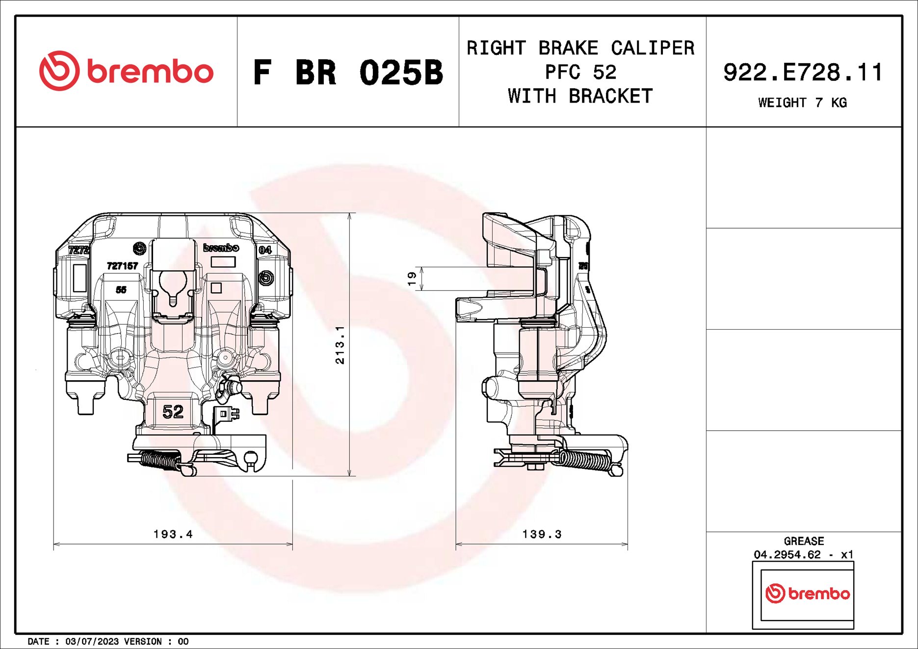 Brembo Remzadel/remklauw F BR 025B