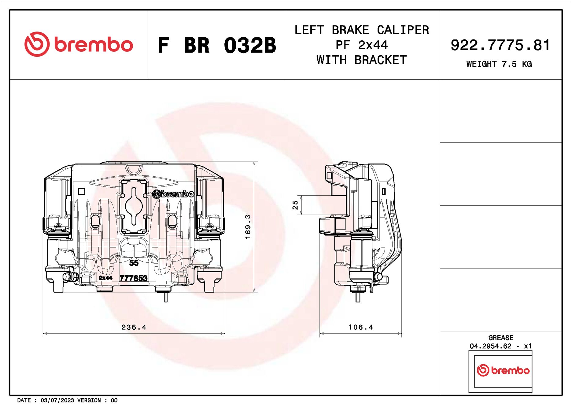 Brembo Remzadel/remklauw F BR 032B