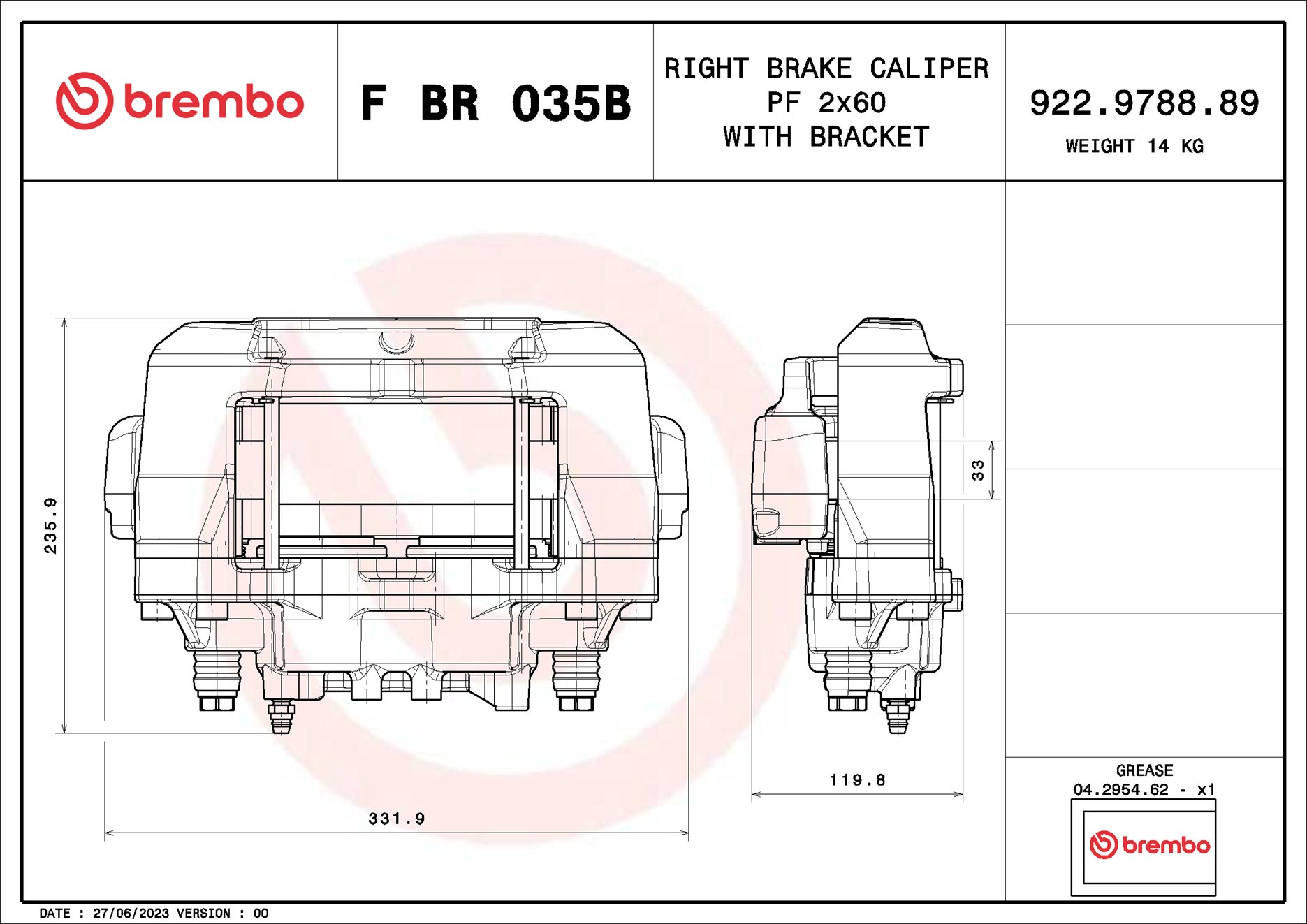 Brembo Remzadel/remklauw F BR 035B