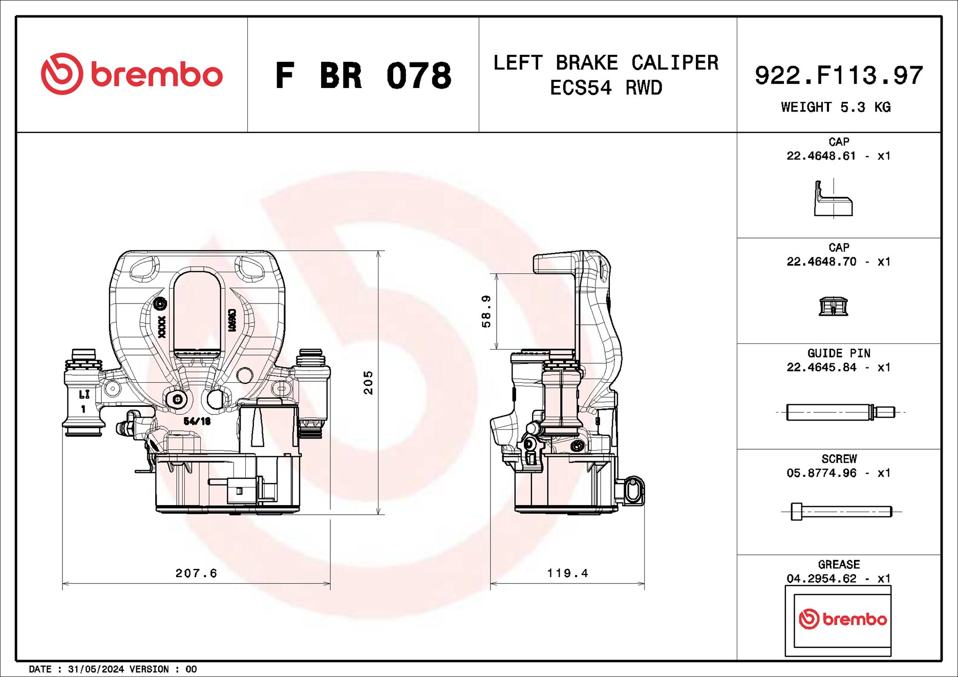 Brembo Remzadel/remklauw F BR 078